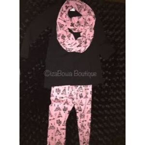 Pink & Black Tee Pee 3 pc Set  12466  Size 6  (I) NWT Boutique
